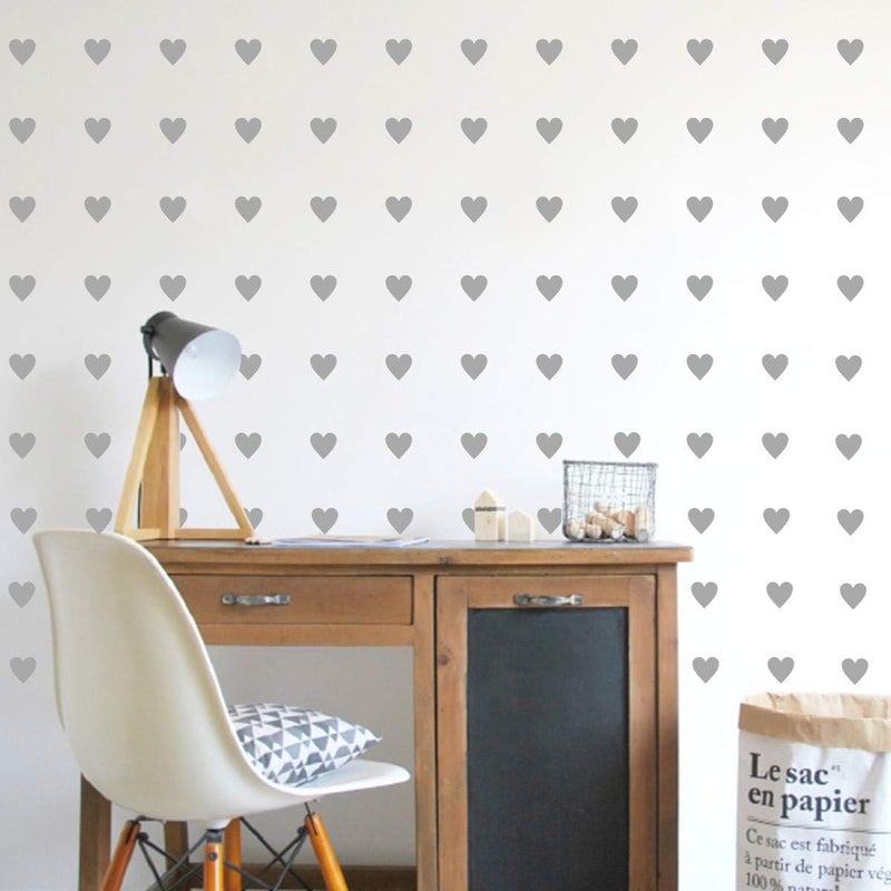JURUOXIN 2 Inch Gray Heart Wall Decals - 100 Pieces - Image 5